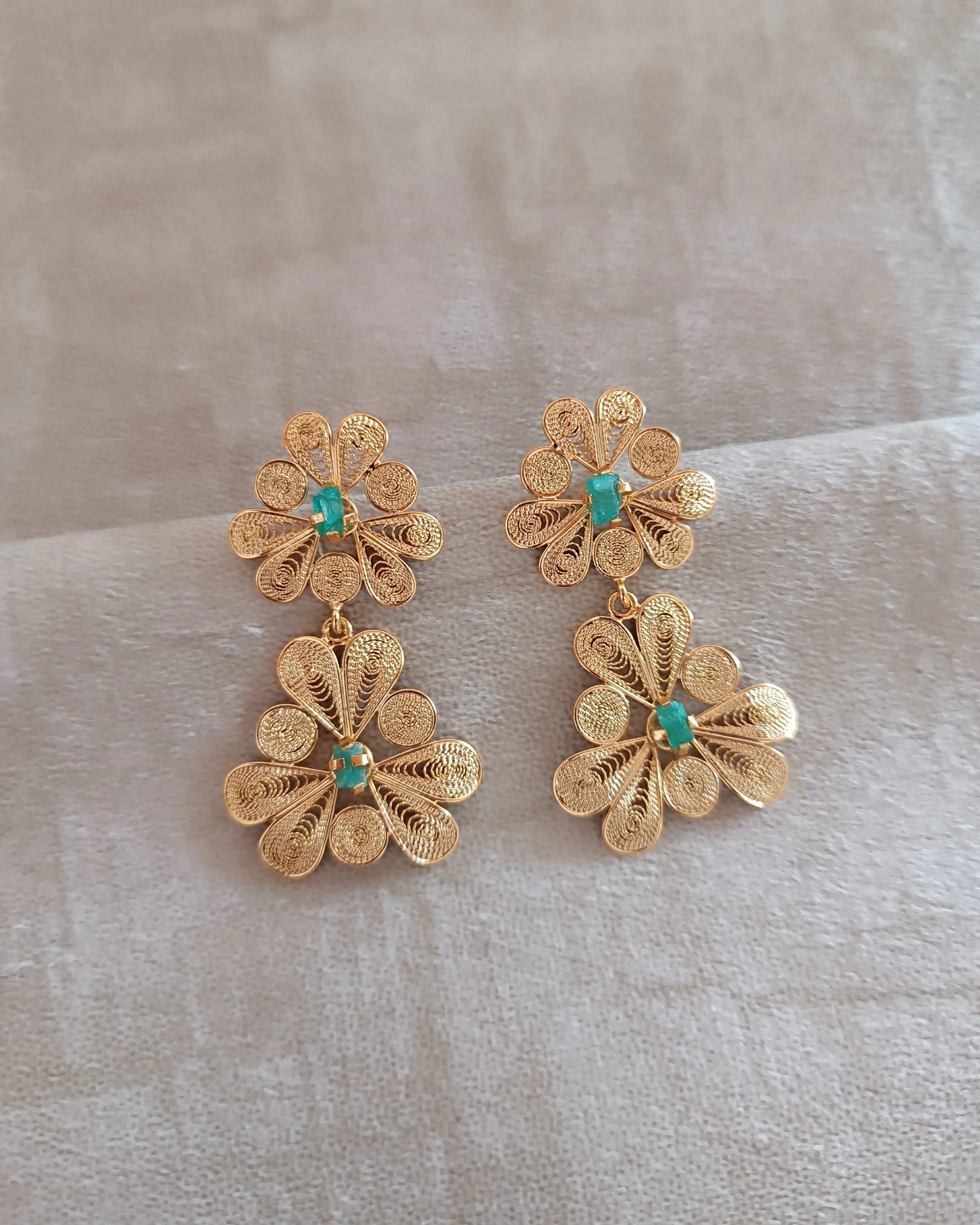 Aretes doble flor, Katya - imagen 4