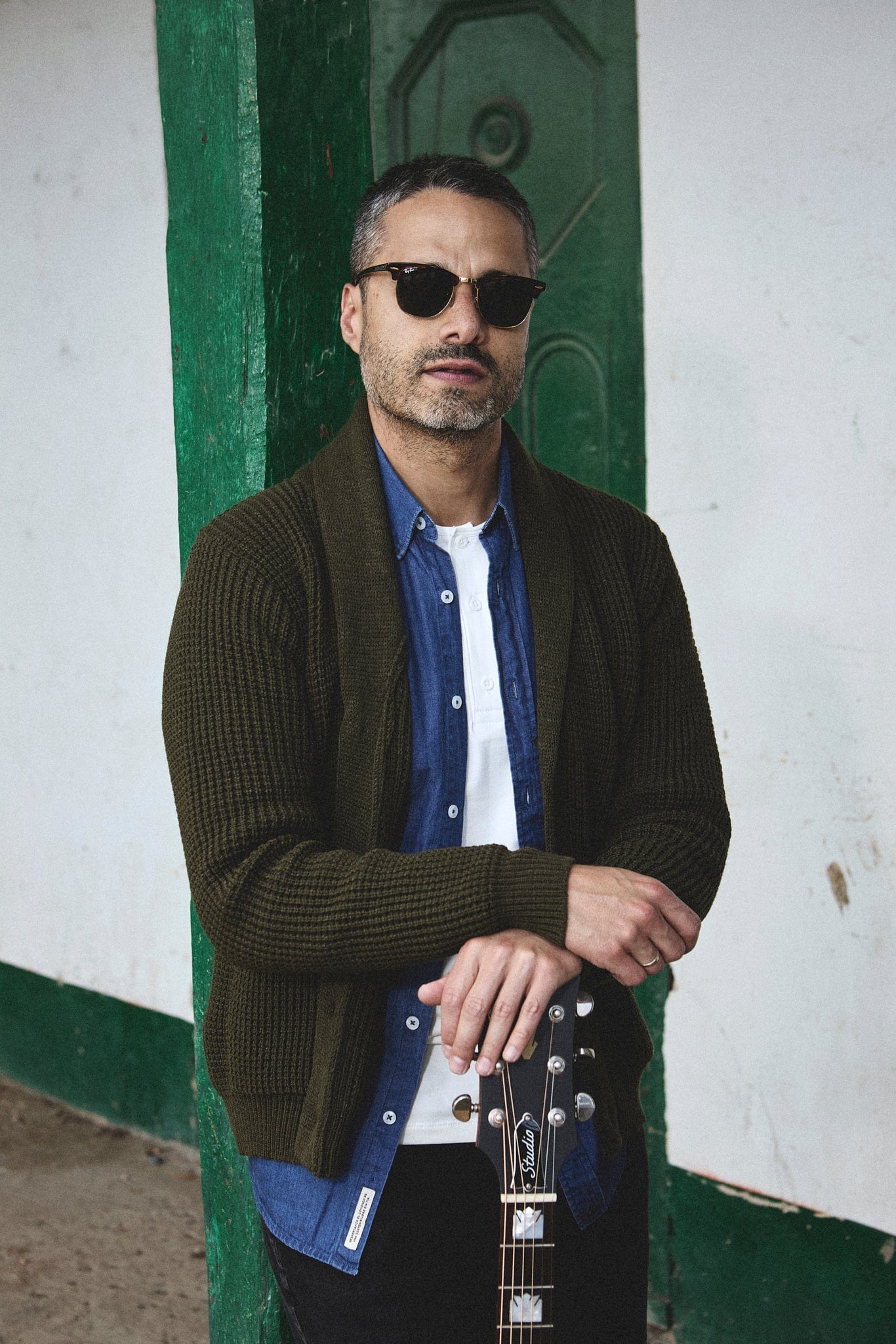 Sweater Tejido Shawlneck Verde - imagen 2
