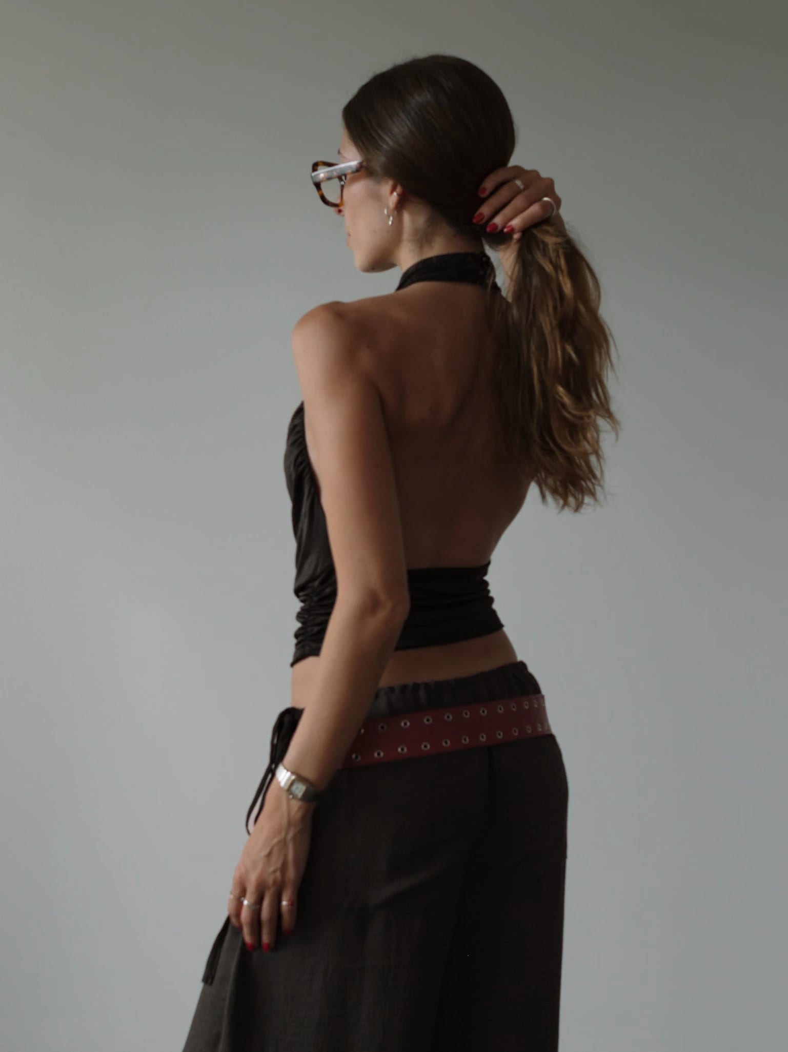 OFFSET ASYMMETRIC BELT - RED WINE - imagen 3