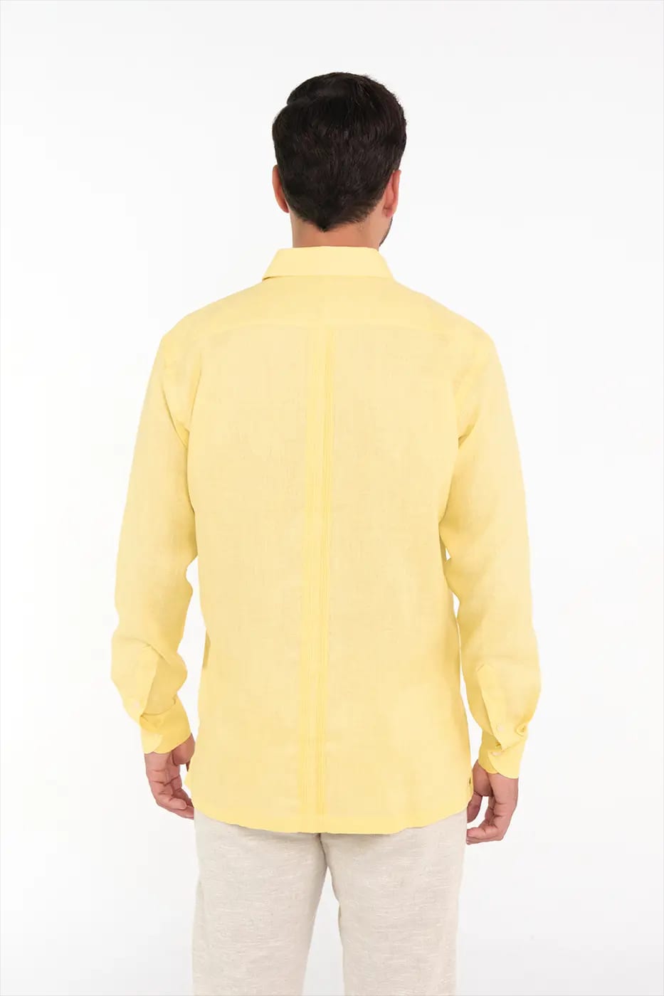 Guayabera Classic Fit 100% Lino Amarillo - imagen 3