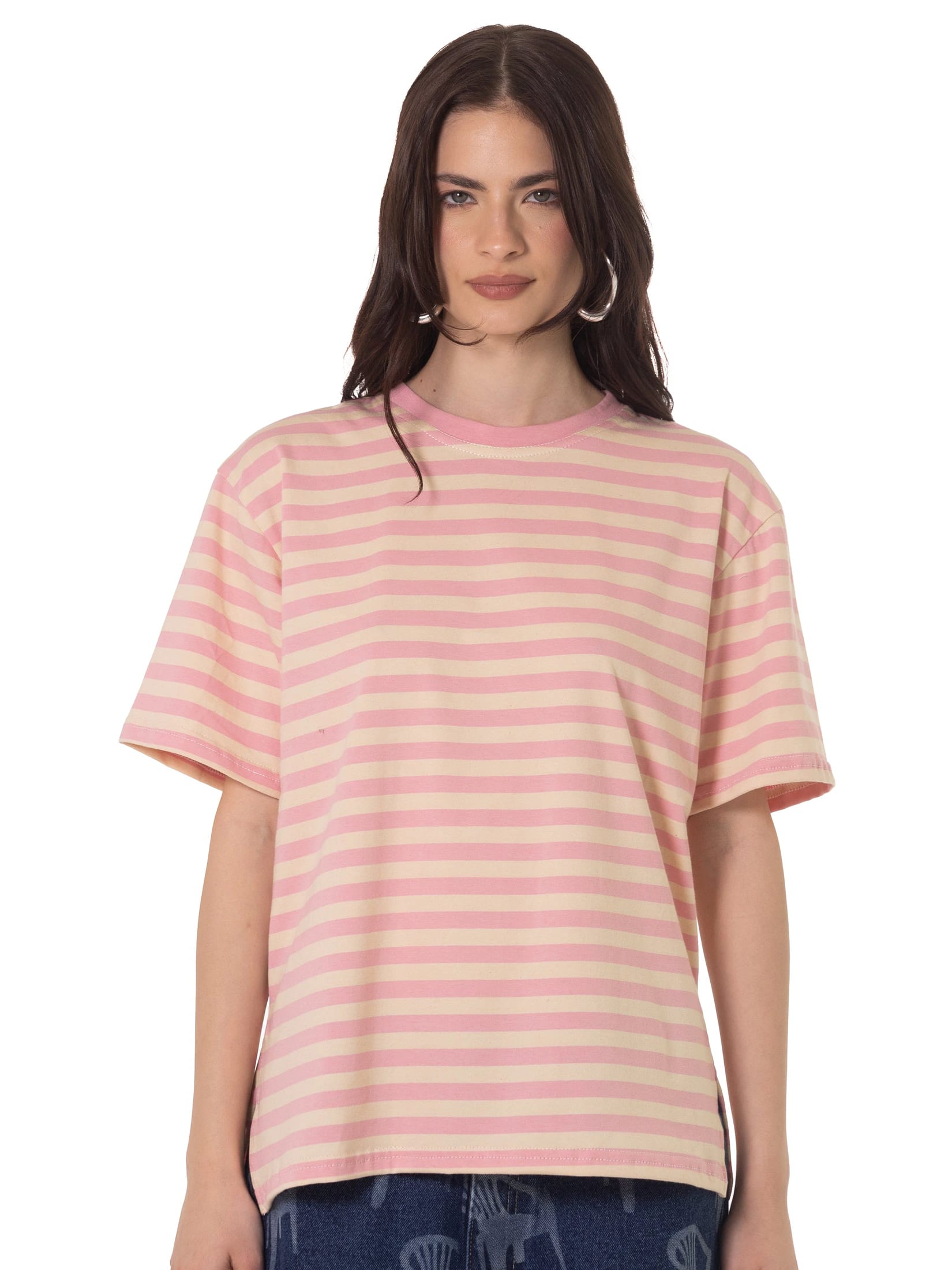 Camiseta Rayas Horizontales Rosa - imagen 1