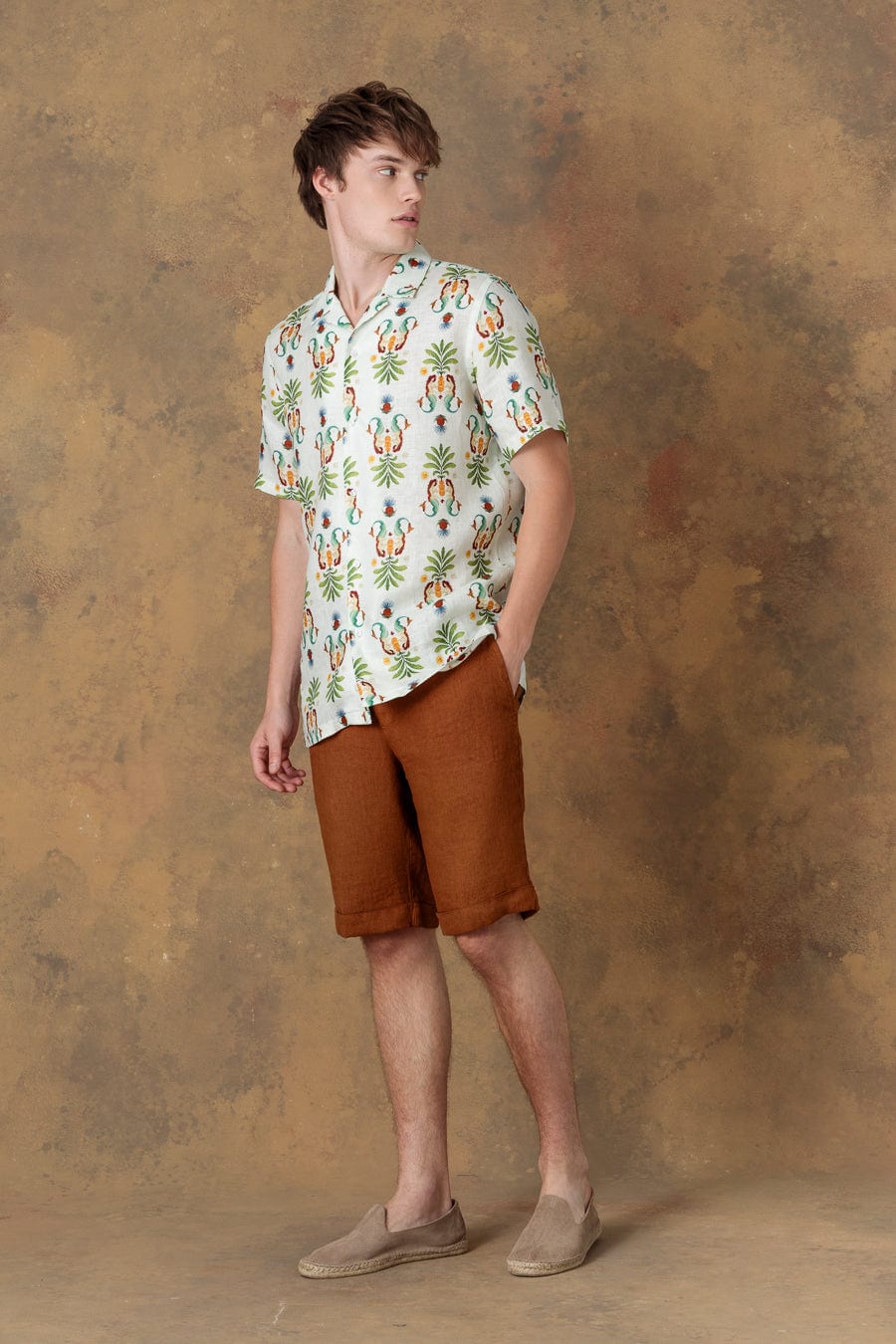Men's linen shirt bowling marea light green - imagen 2