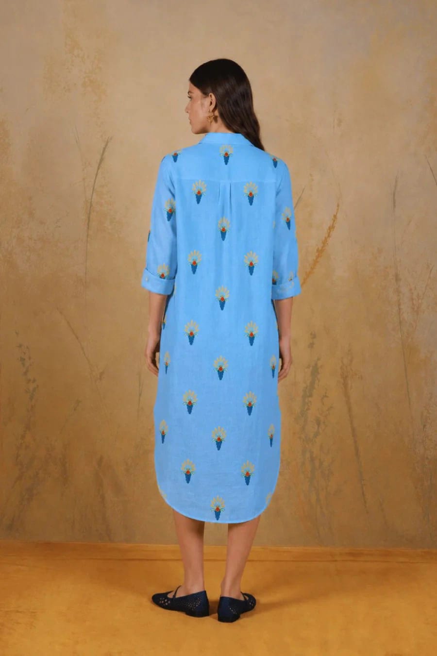 Women's Proventus linen shirt dress blue - imagen 3