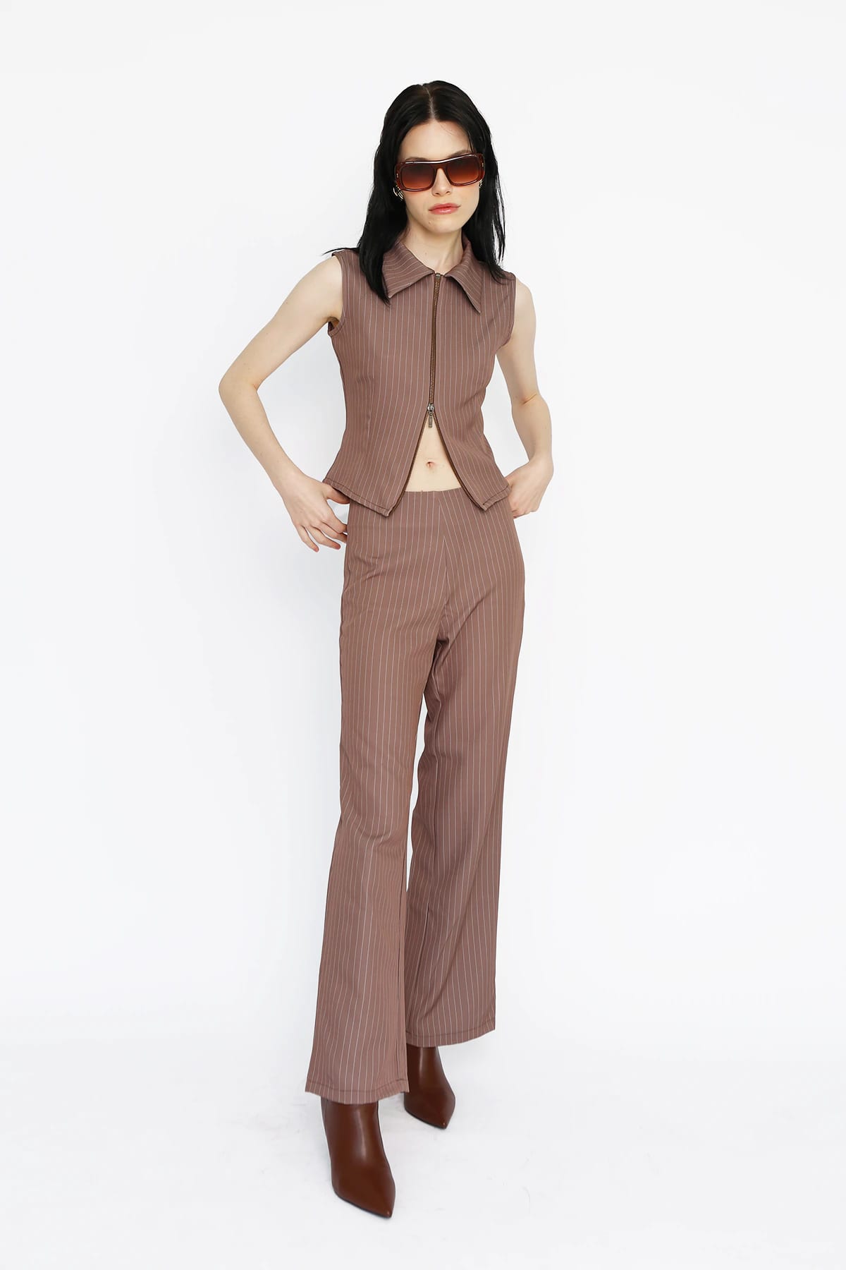 Zip Top in Brown Pinstripe - imagen 4