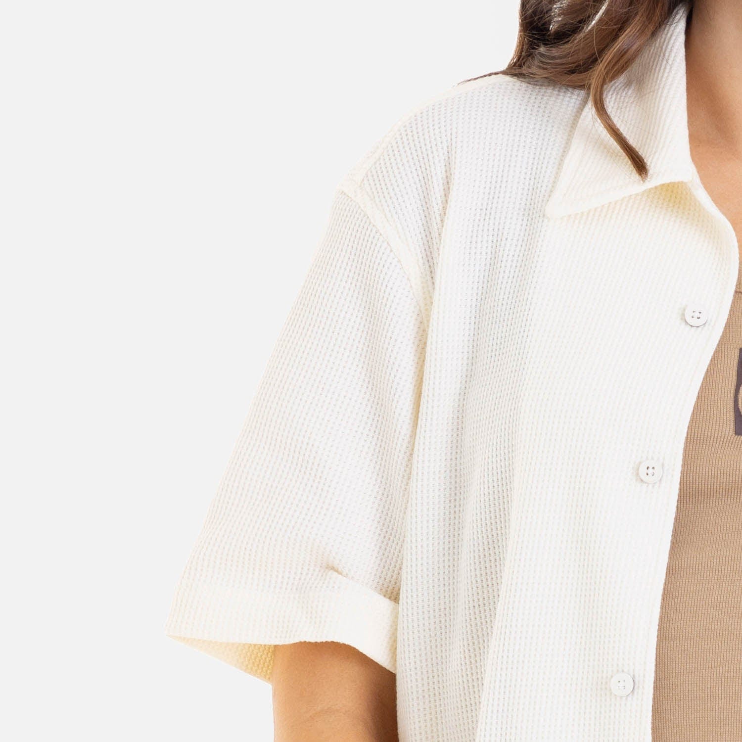 Relaxed Short Sleeve Shirt Ivory - imagen 3