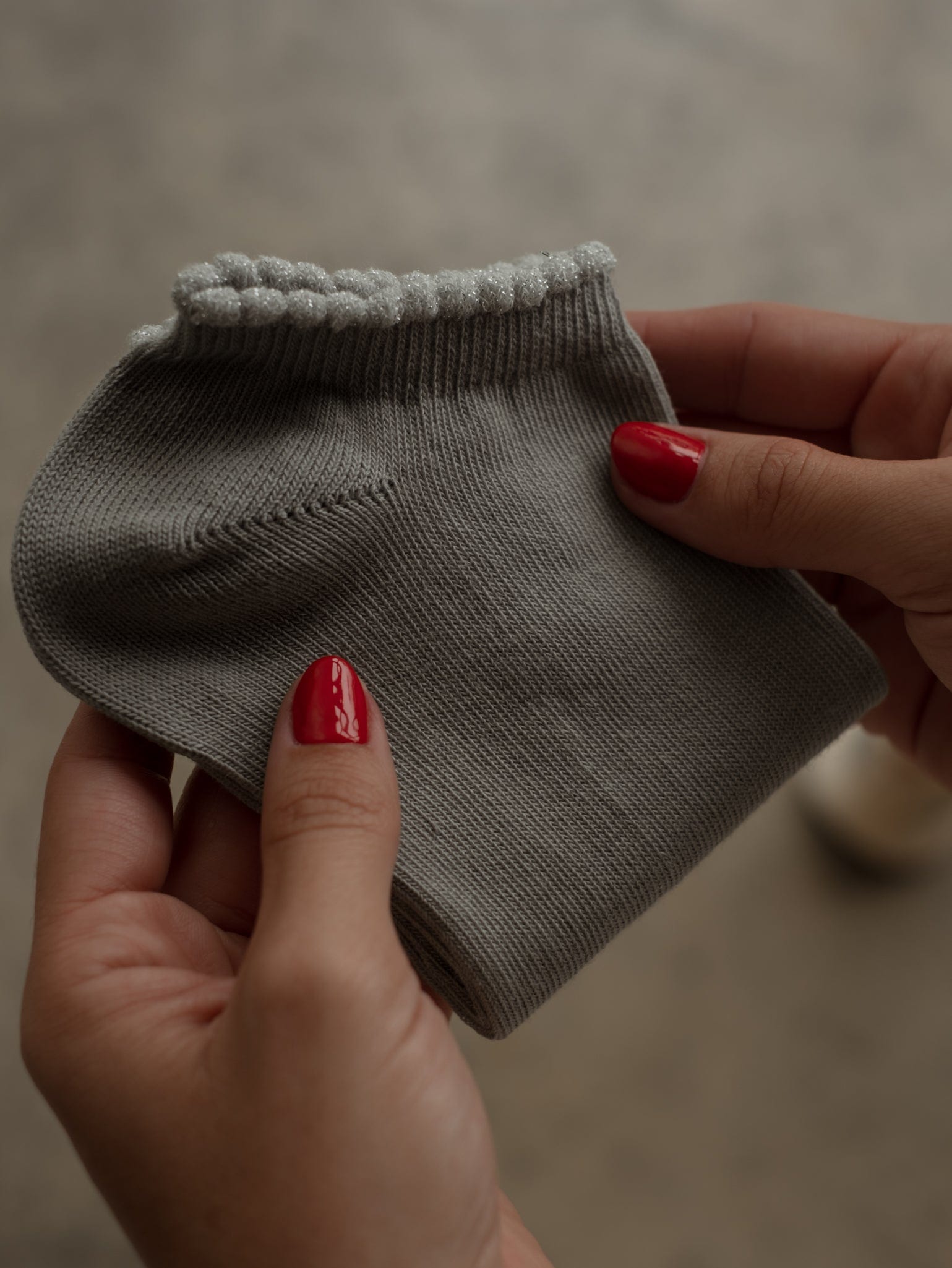 WAVE ANKLE SOCKS - SHINY GRAY - imagen 1