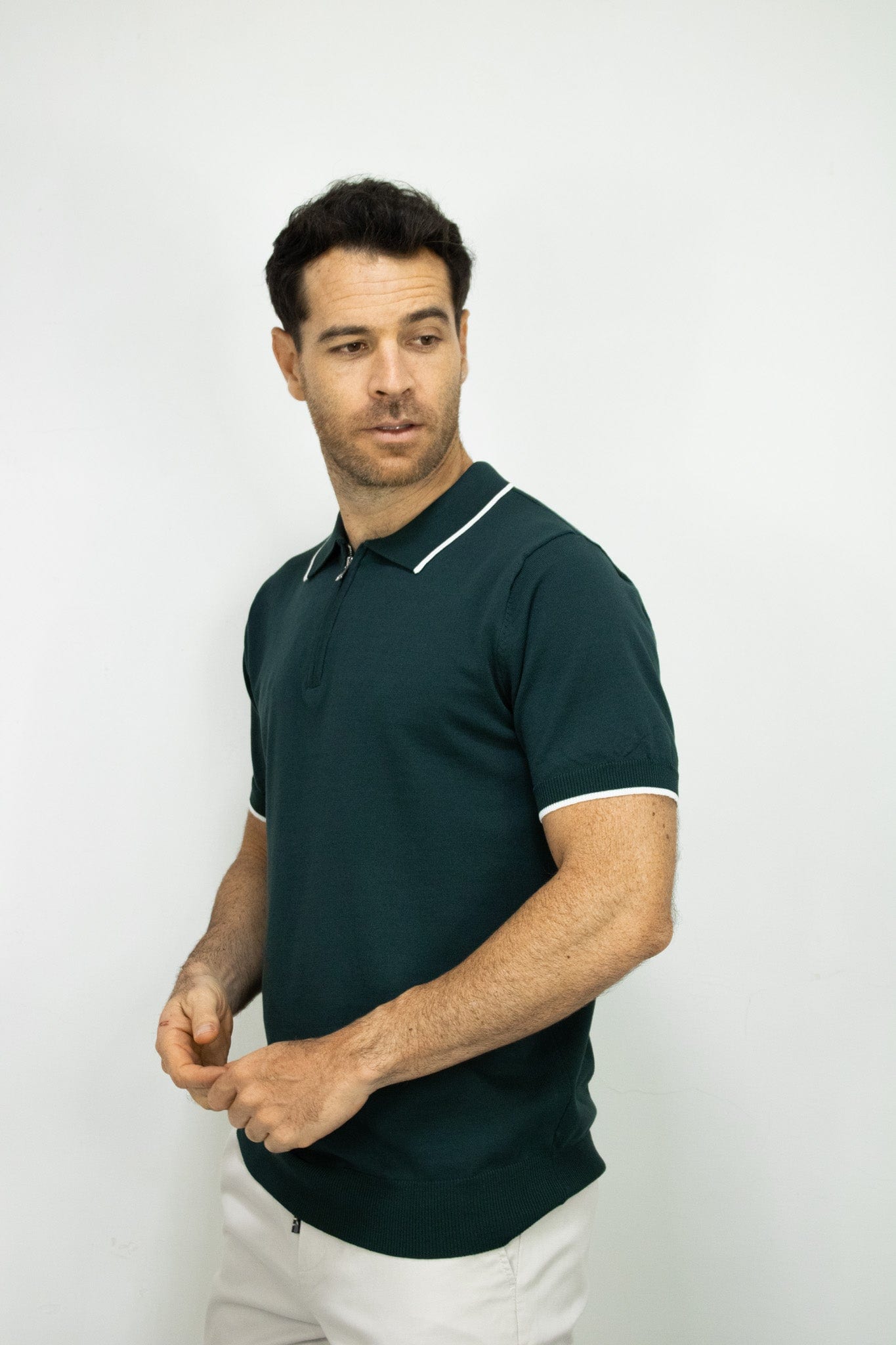 POLO TEJIDA CON CIERRE VERDE PARA HOMBRE - imagen 6
