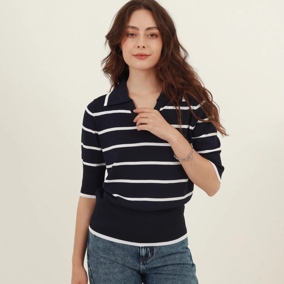 Sweater Cuello Camisero Manga 3Cuartos - imagen 1