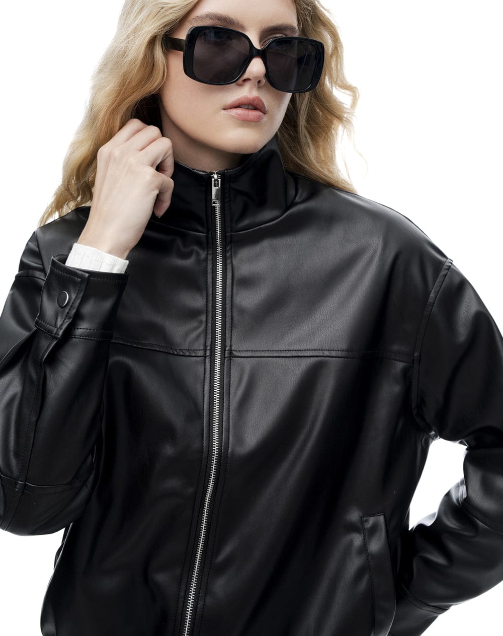 Chaqueta oversize sin capucha negra mujer - imagen 4