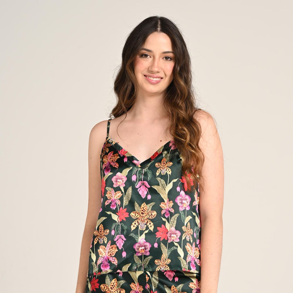 Blusa Tiras Ajustables Escote V Estampado Cordillera - imagen 1