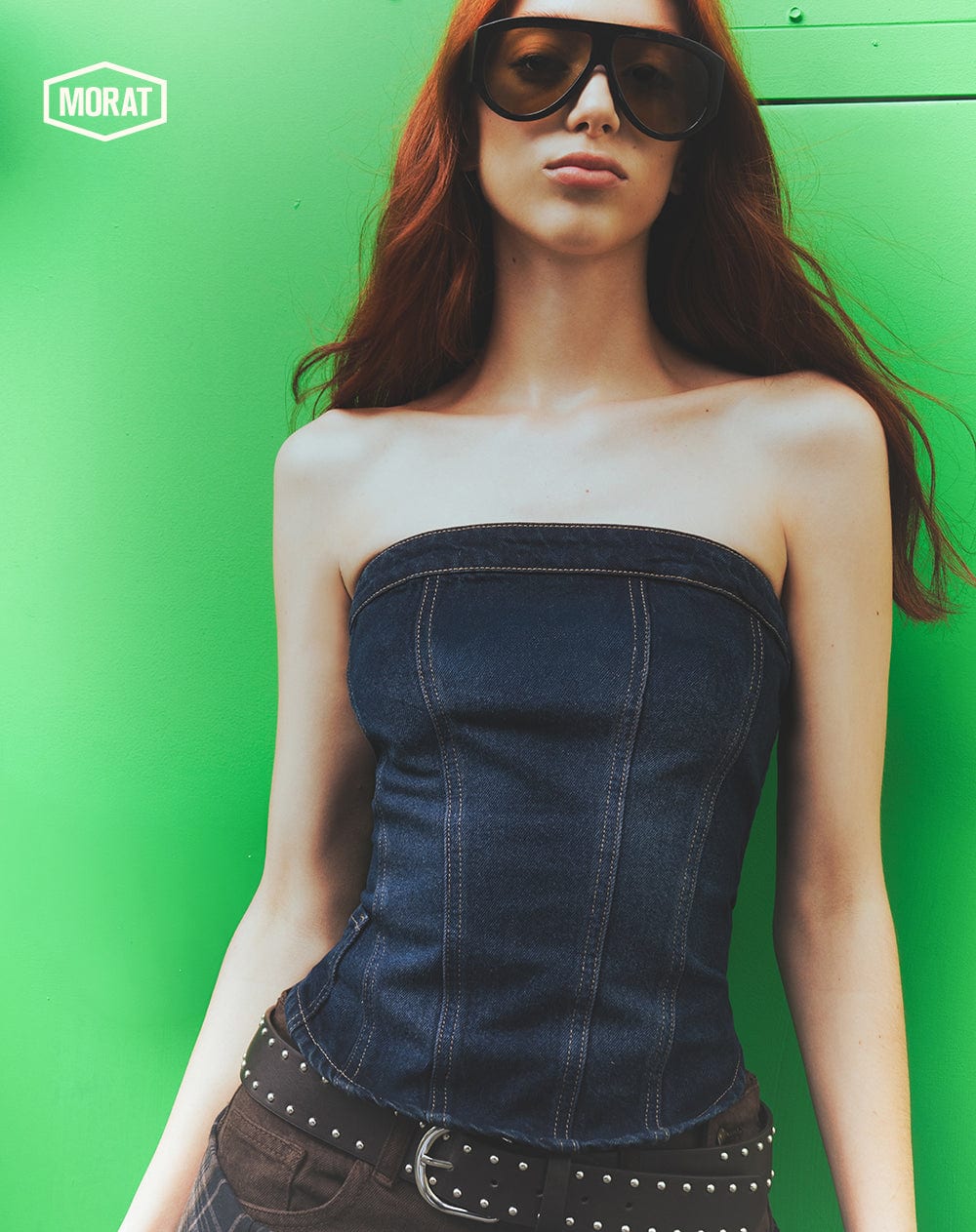 Top strapless denim índigo oscuro mujer GEF | MORAT - imagen 6
