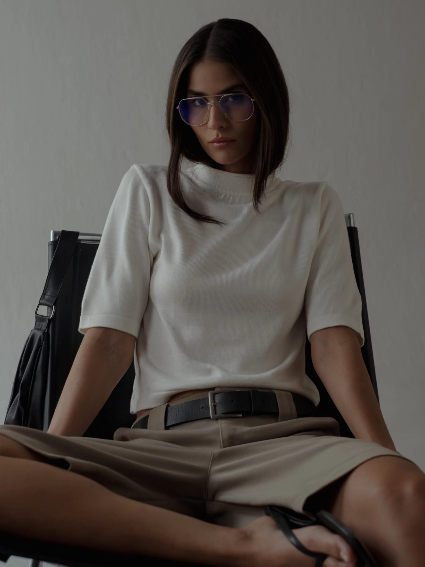 TALL COLLAR KNIT T-SHIRT - VANILLA - imagen 4