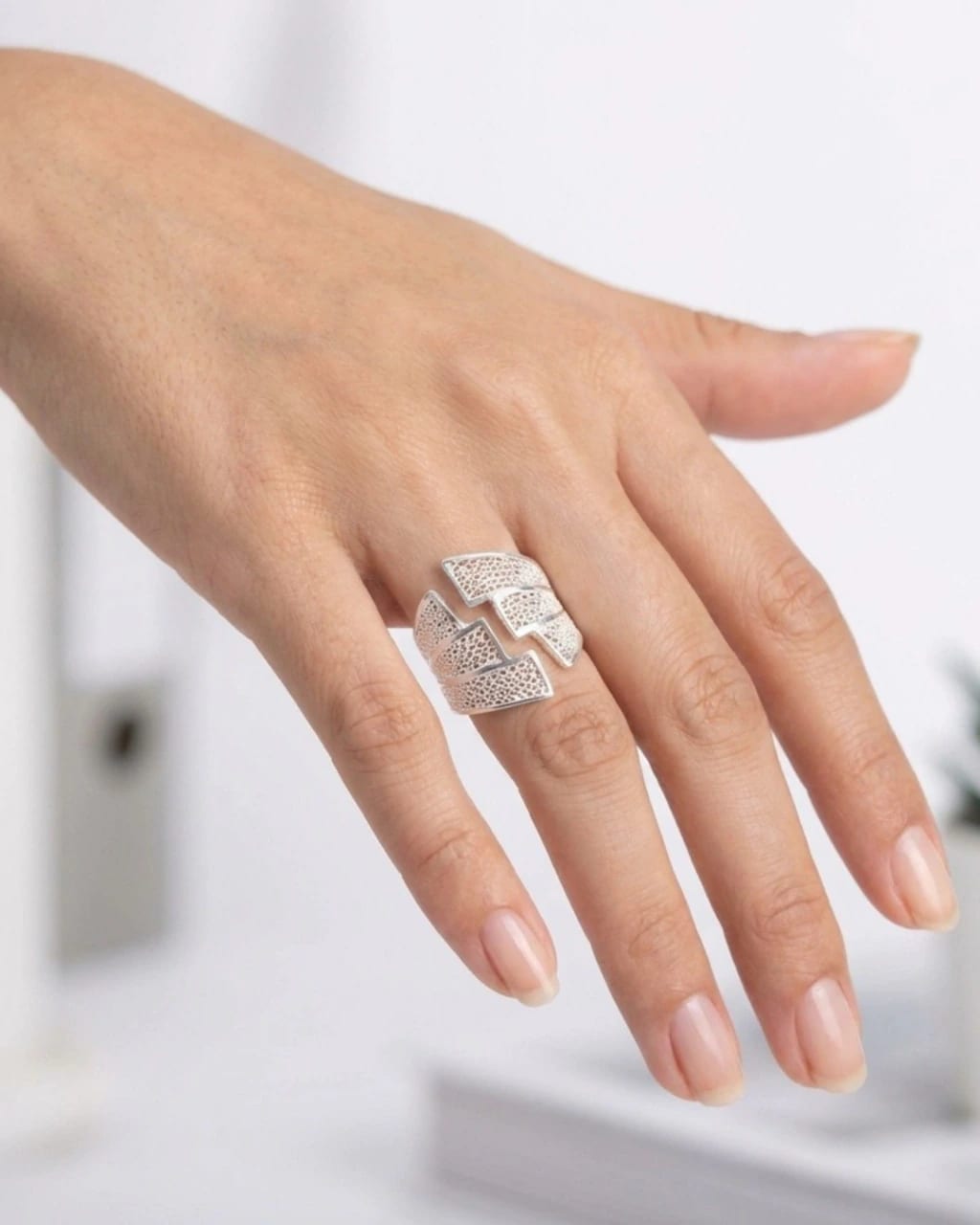 Anillo geometrico Plata filigrana - imagen 1