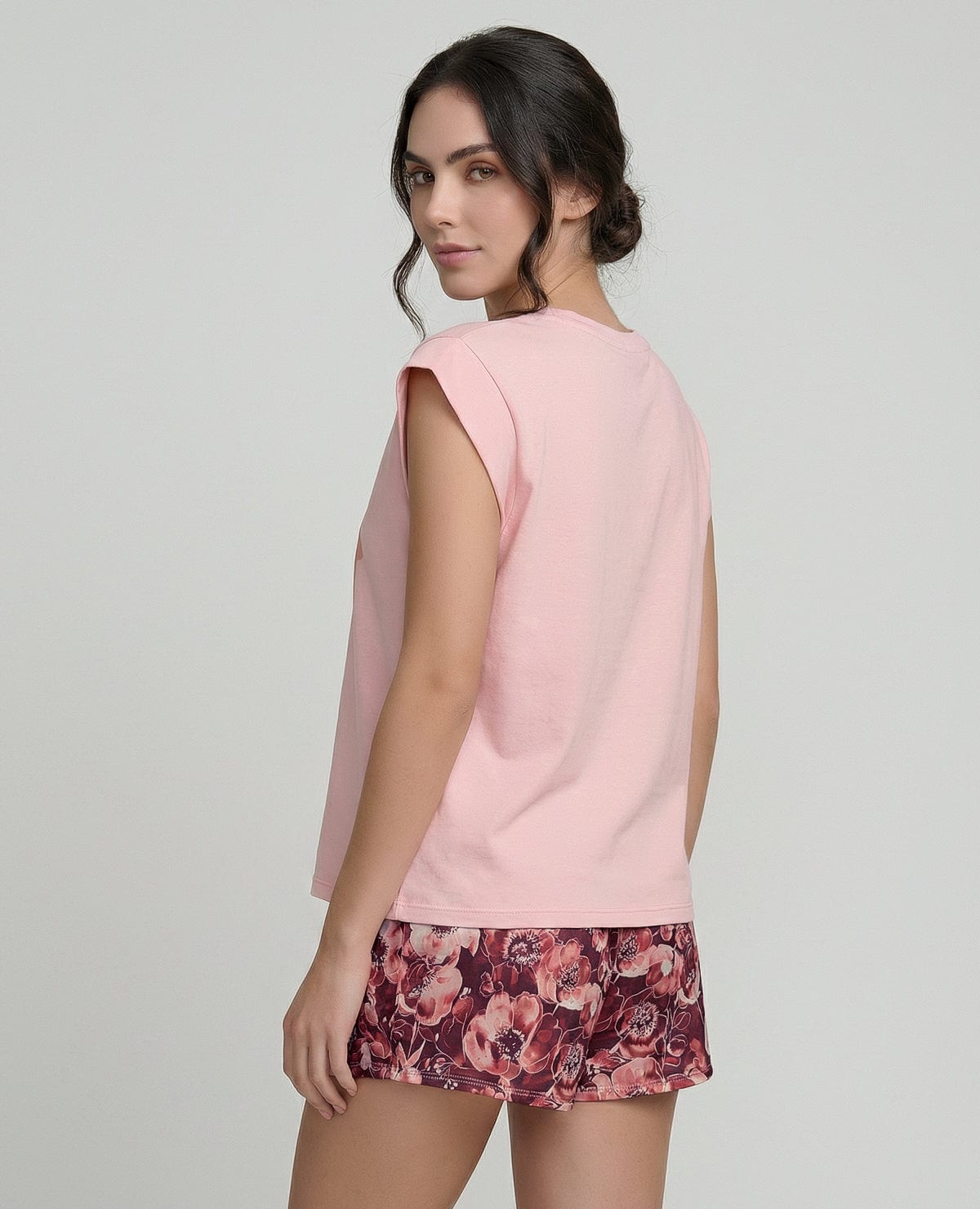 Pijama de Short | Camiseta Manga Rodada - imagen 2