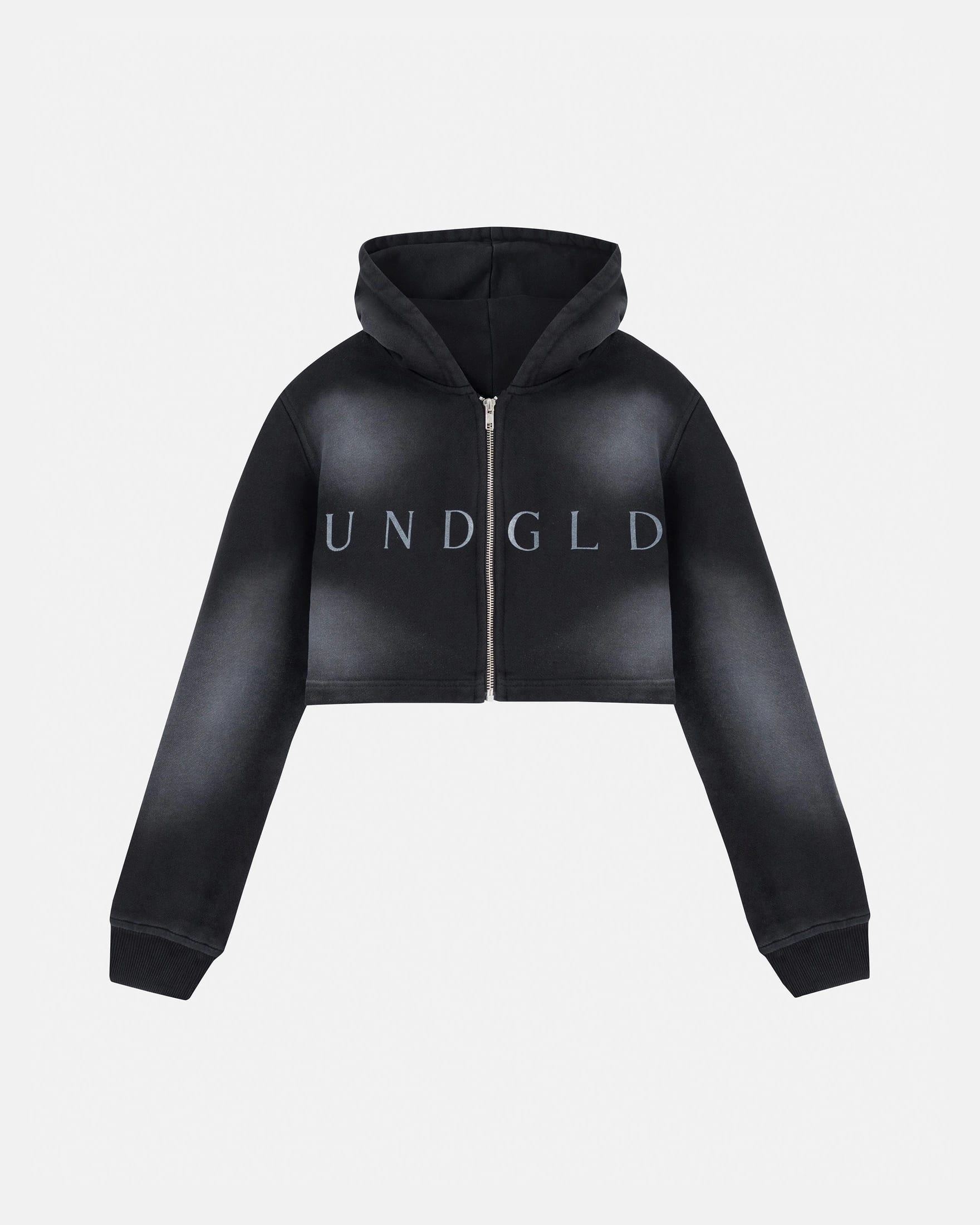 Eternal UNDGLD Slim Fit Zip Up Cropped Hoodie Smoky Black - imagen 1