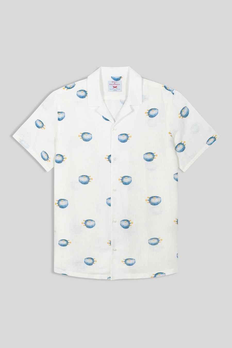 Men's linen shirt with separate pufferfish blue - imagen 1