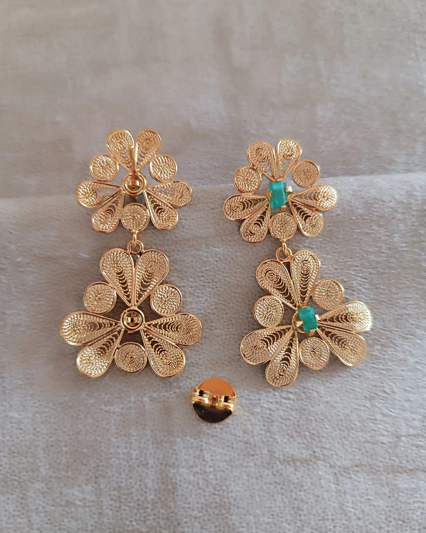 Aretes doble flor, Katya - imagen 5