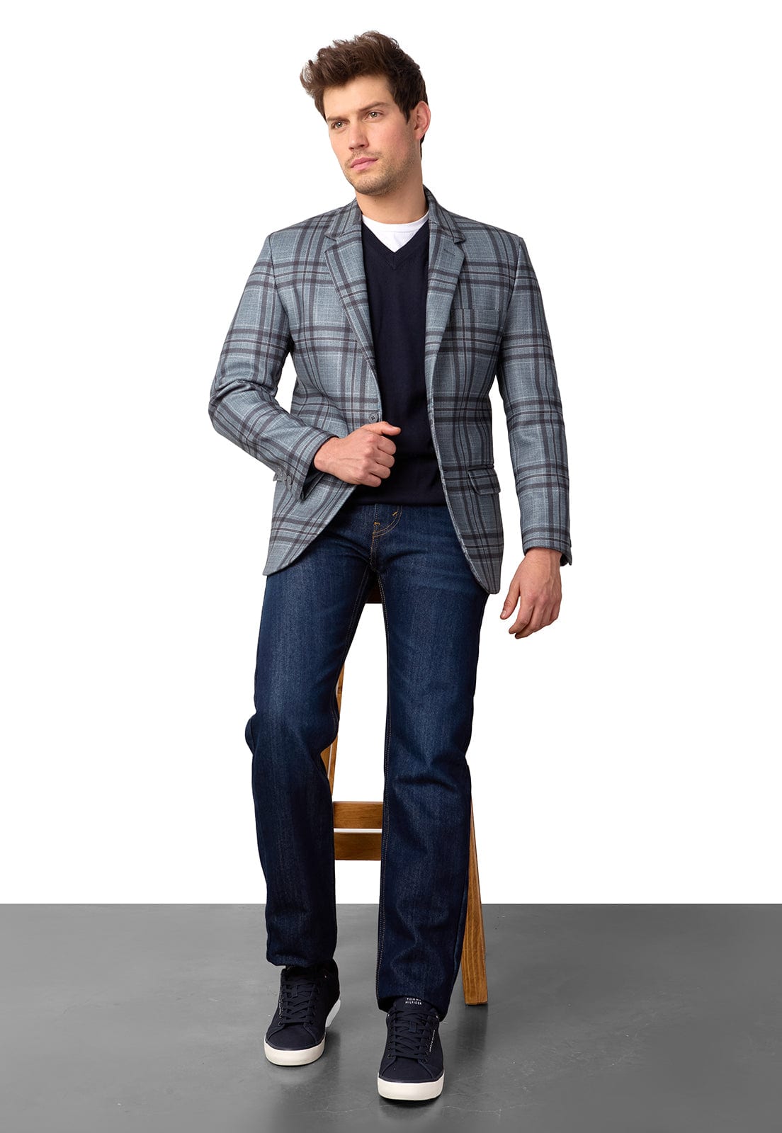Blazer estampado negro a cuadros - imagen 4