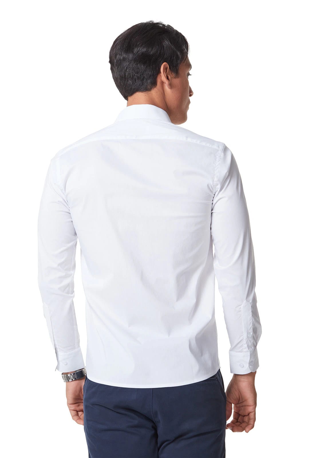 Camisa manga larga blanca con spandex slim fit - imagen 2