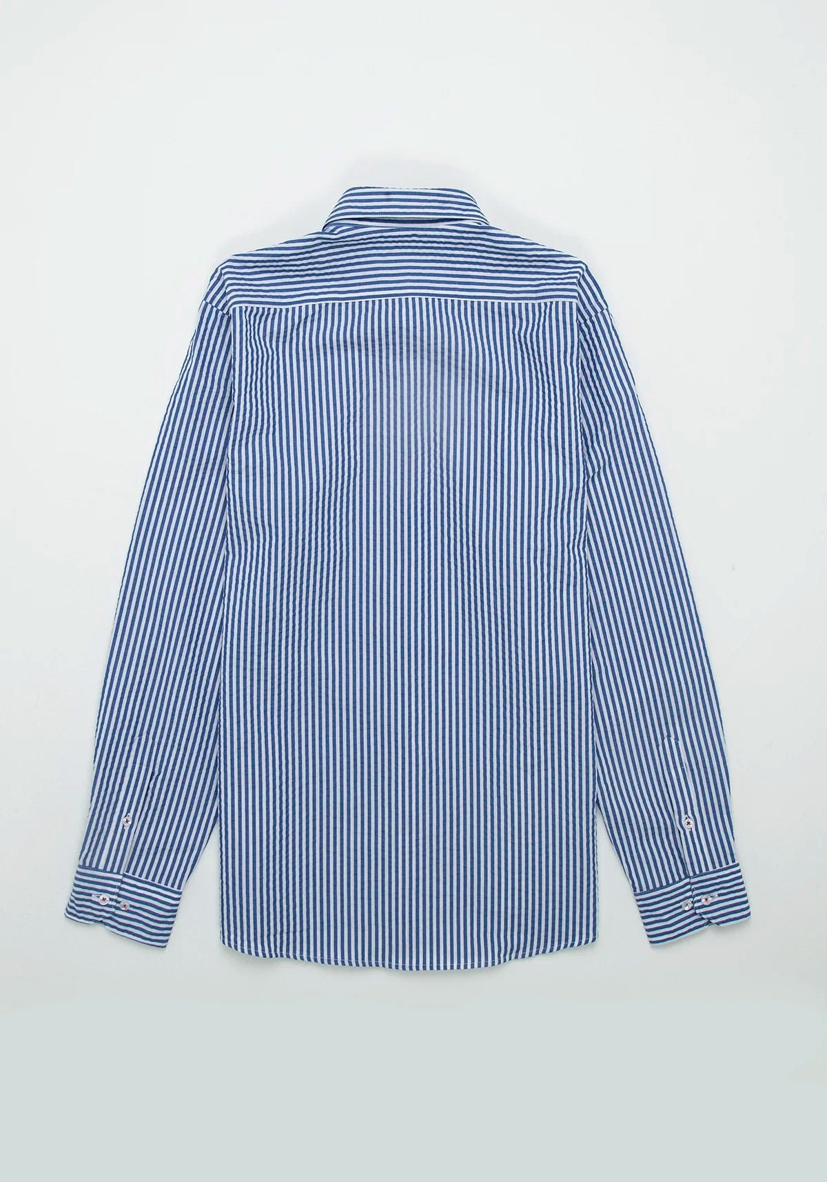 Camisa Seersucker Raya Candela Algodón Azul Medio - imagen 4