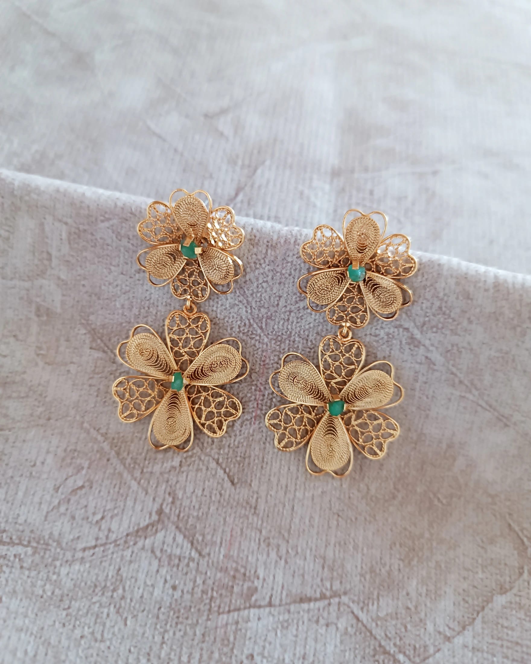 Aretes doble flor, Barbara - imagen 4