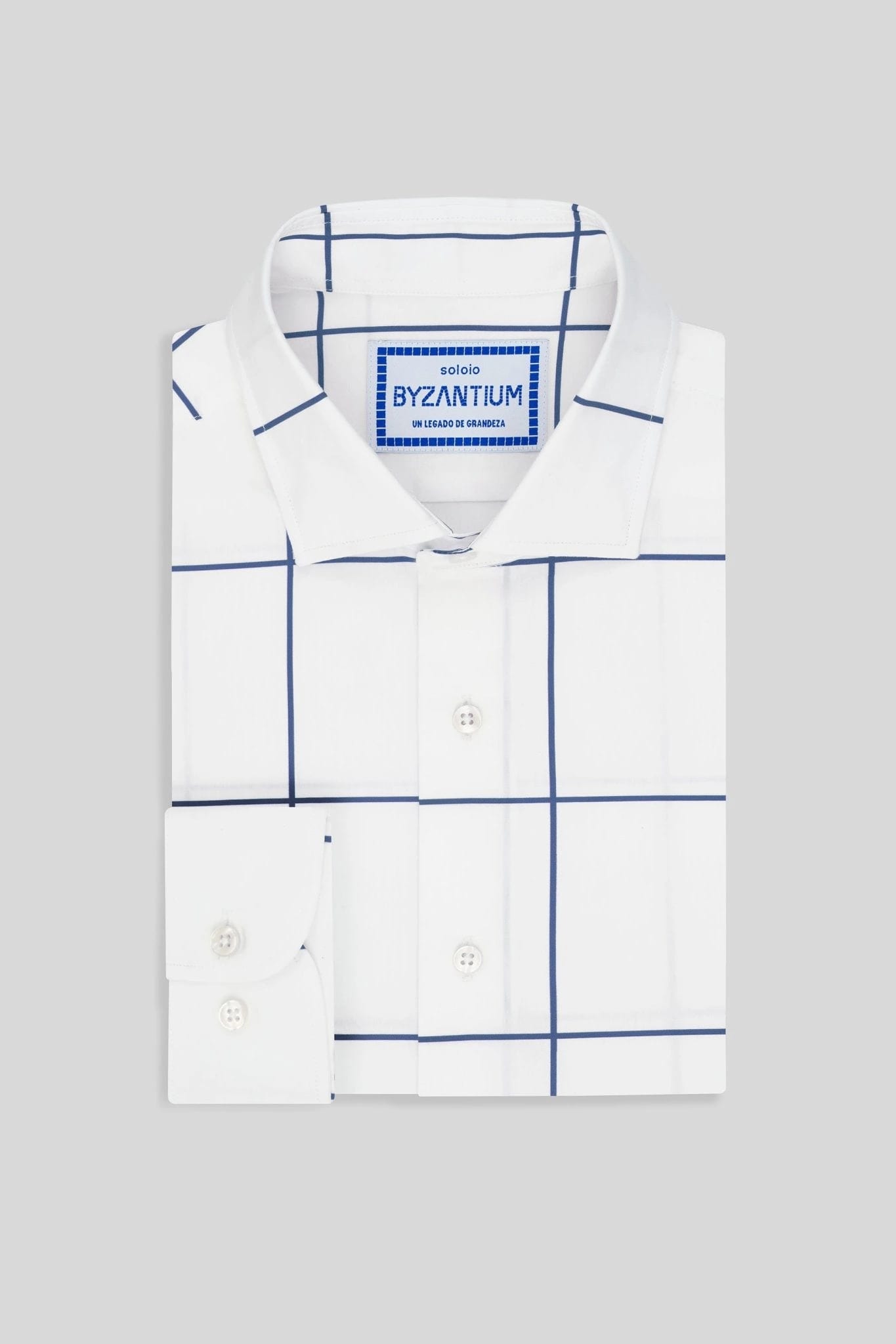 Men's cotton shirt navy teselas - imagen 3