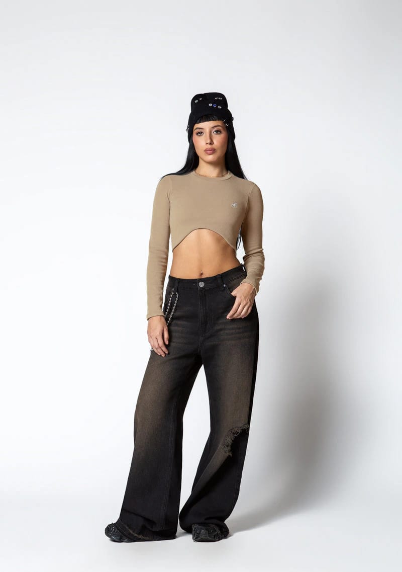 Dopamine brown Long sleeve crop top - imagen 4