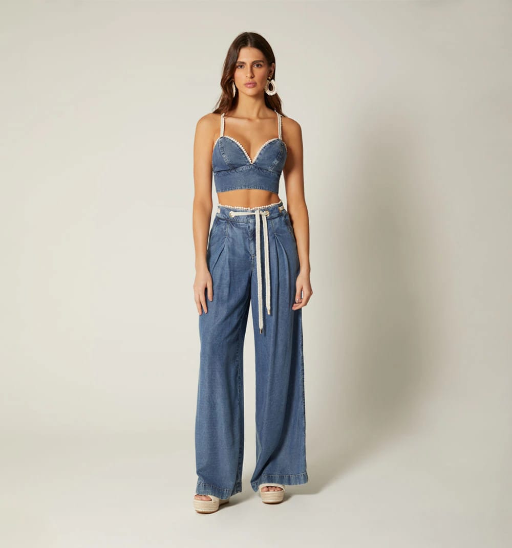 Blusa tiras cordon ojaletes para mujer - imagen 1