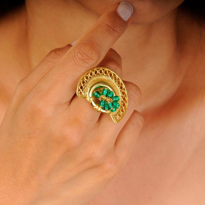 Anillo nariguera filigrana verde - imagen 2