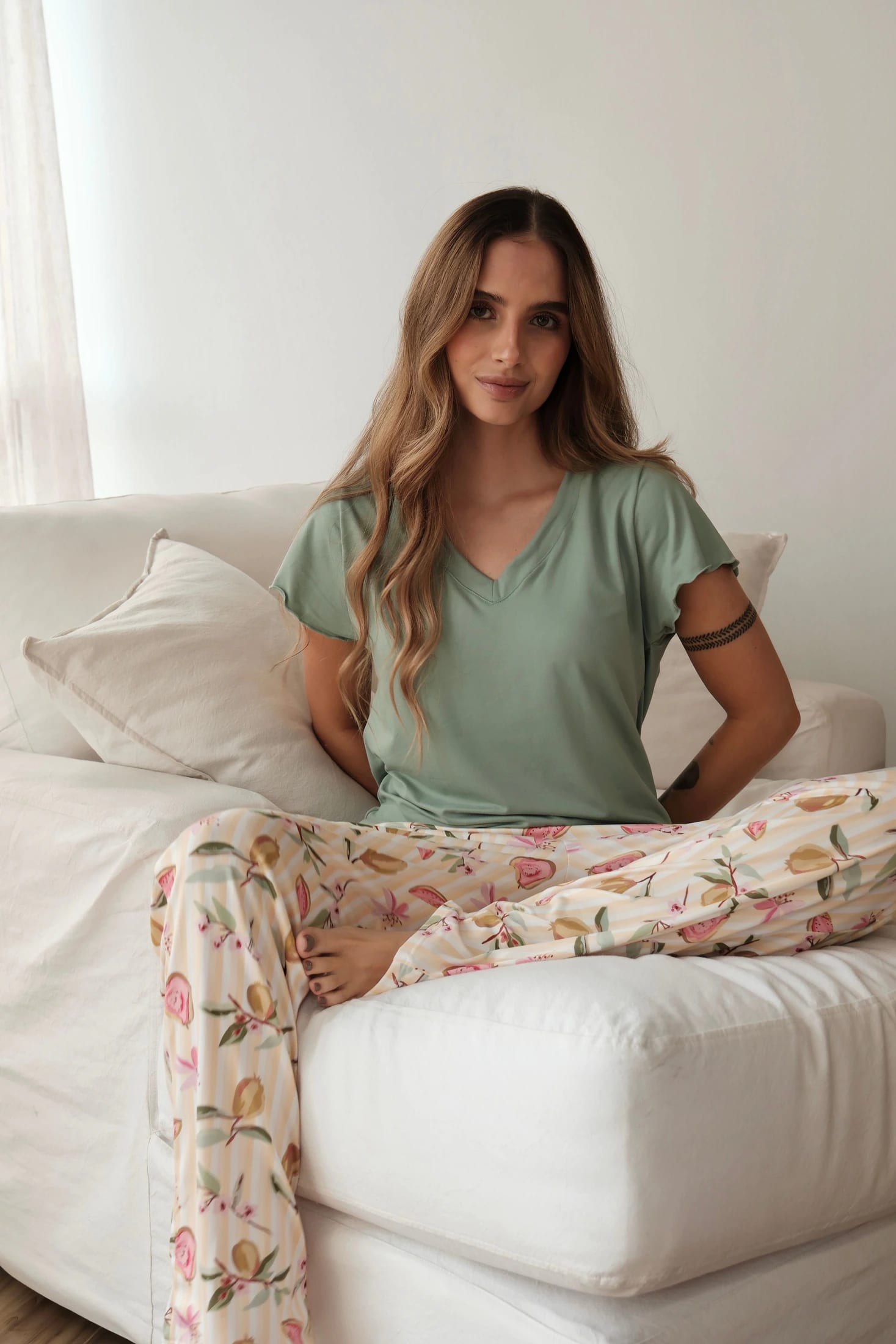 Pijama Pantalon Largo Amarillo Claro - imagen 1