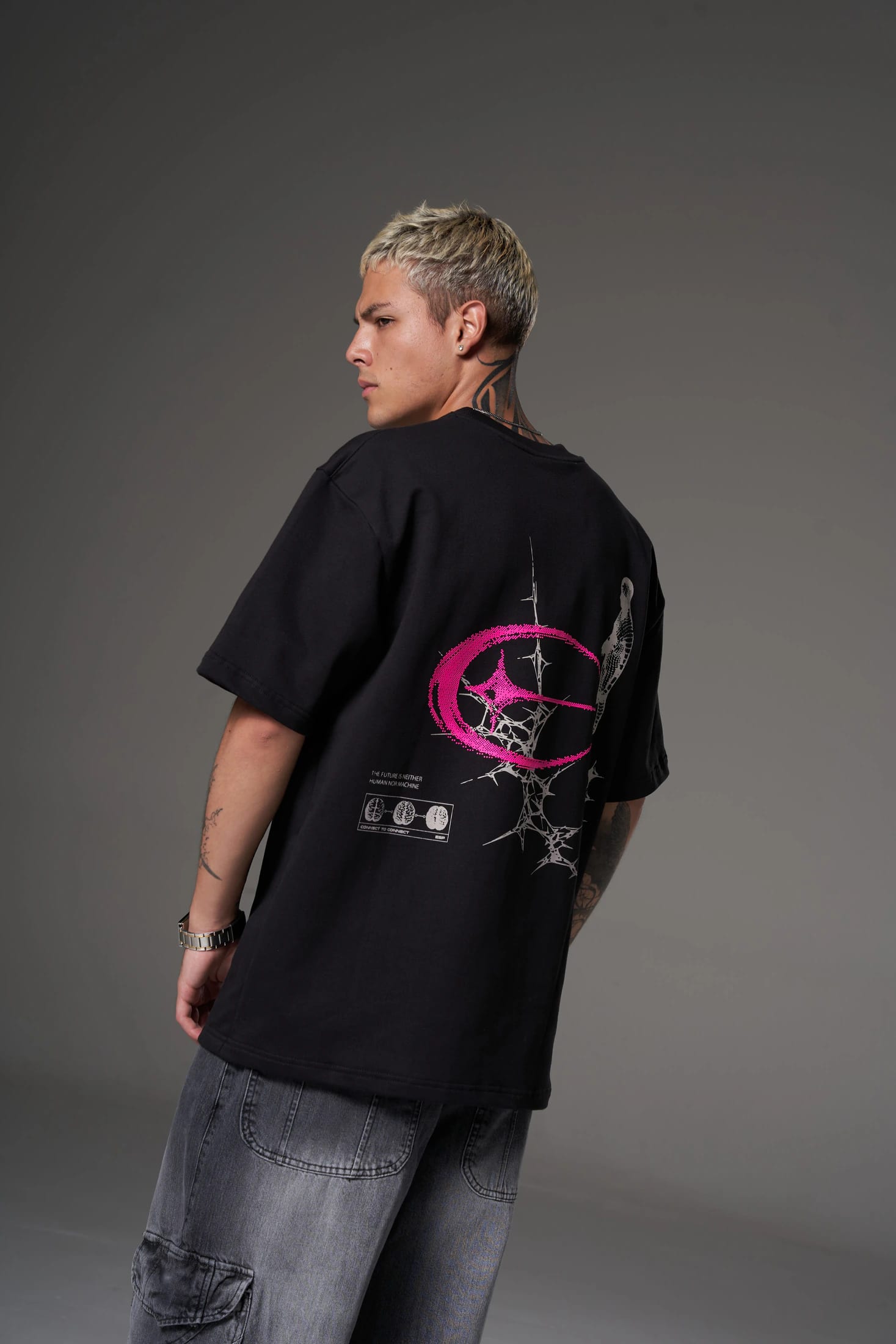 T shirt hyper human purple negra claro 300 gramos 14584 - imagen 3
