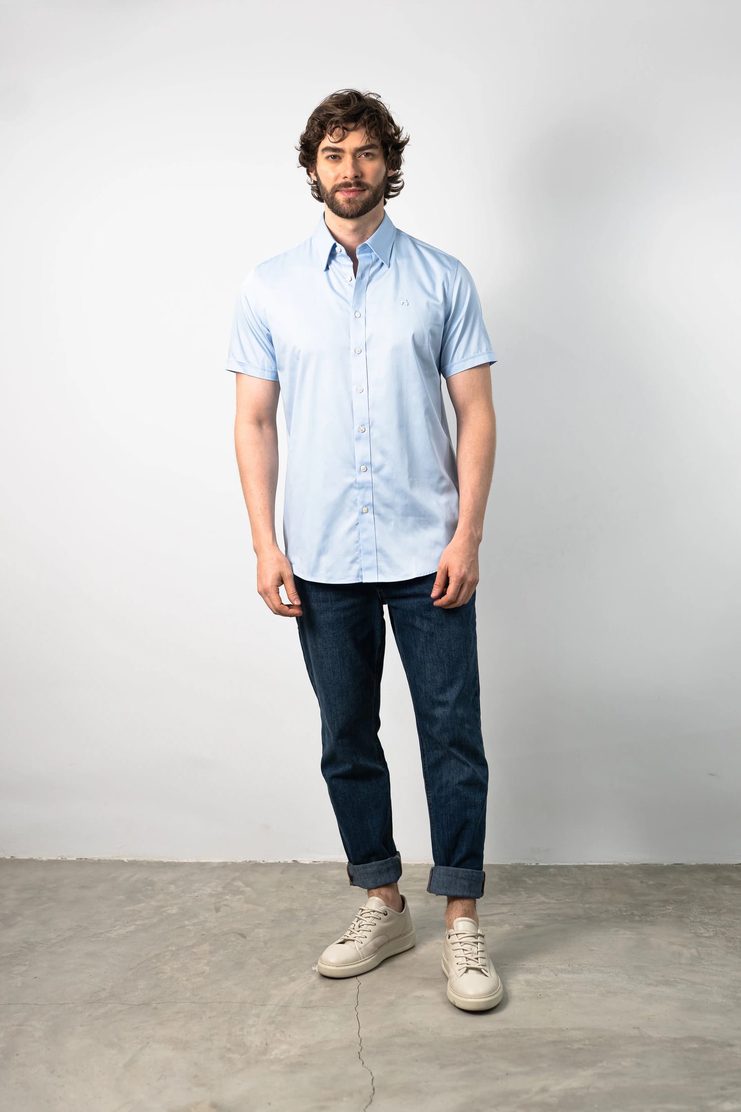 Camisa Manga Corta Azul Celeste - imagen 1