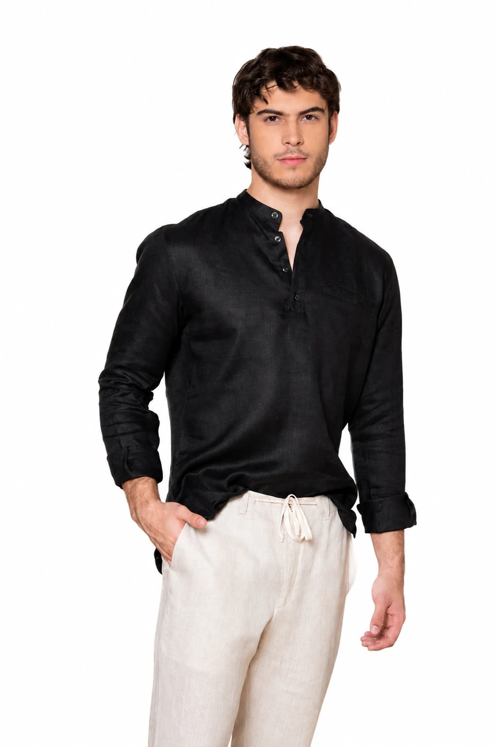 Camisa Mykonos Lino Negro - imagen 5