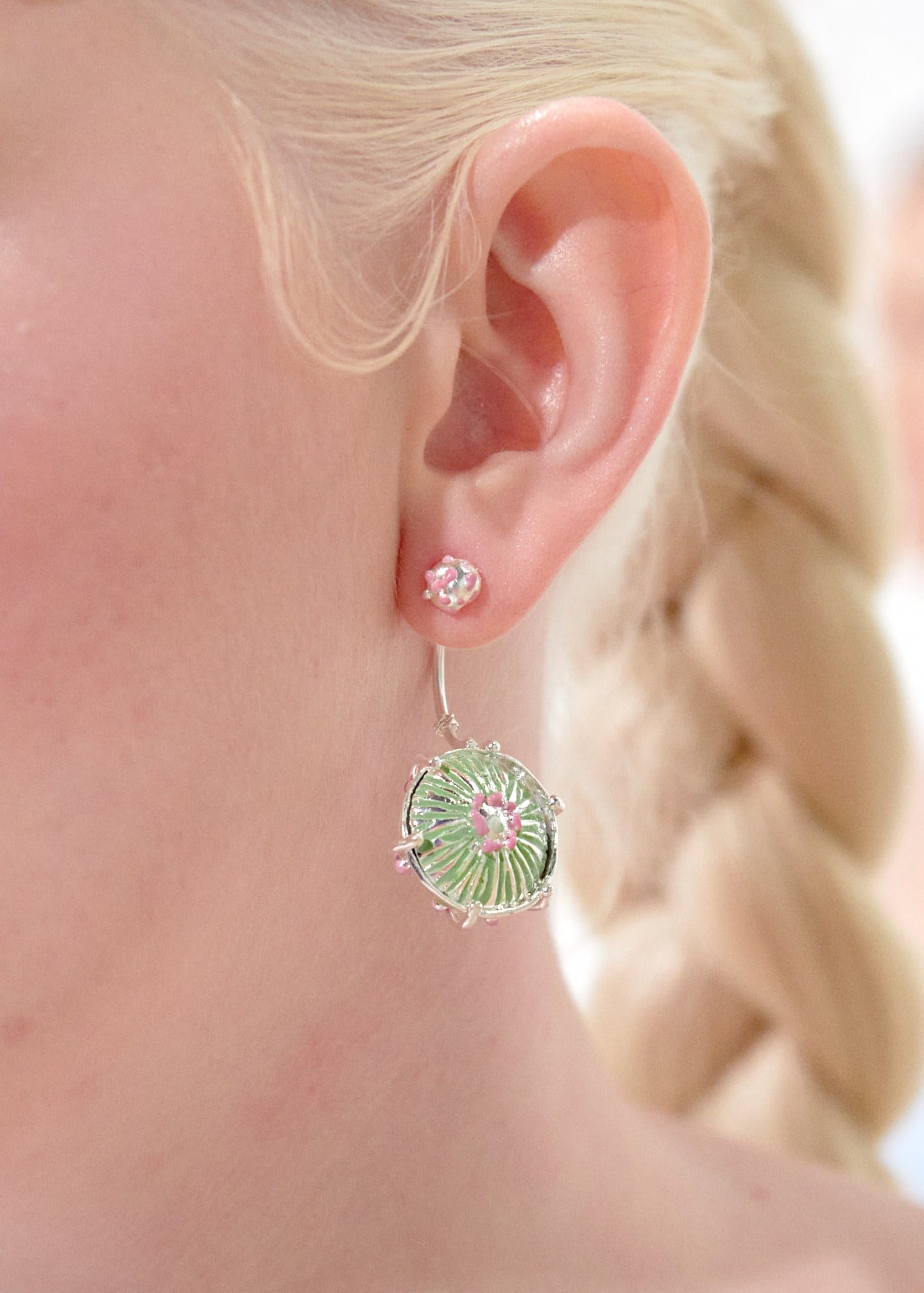 Aretes maxi sombrerito pistacho lila - imagen 5