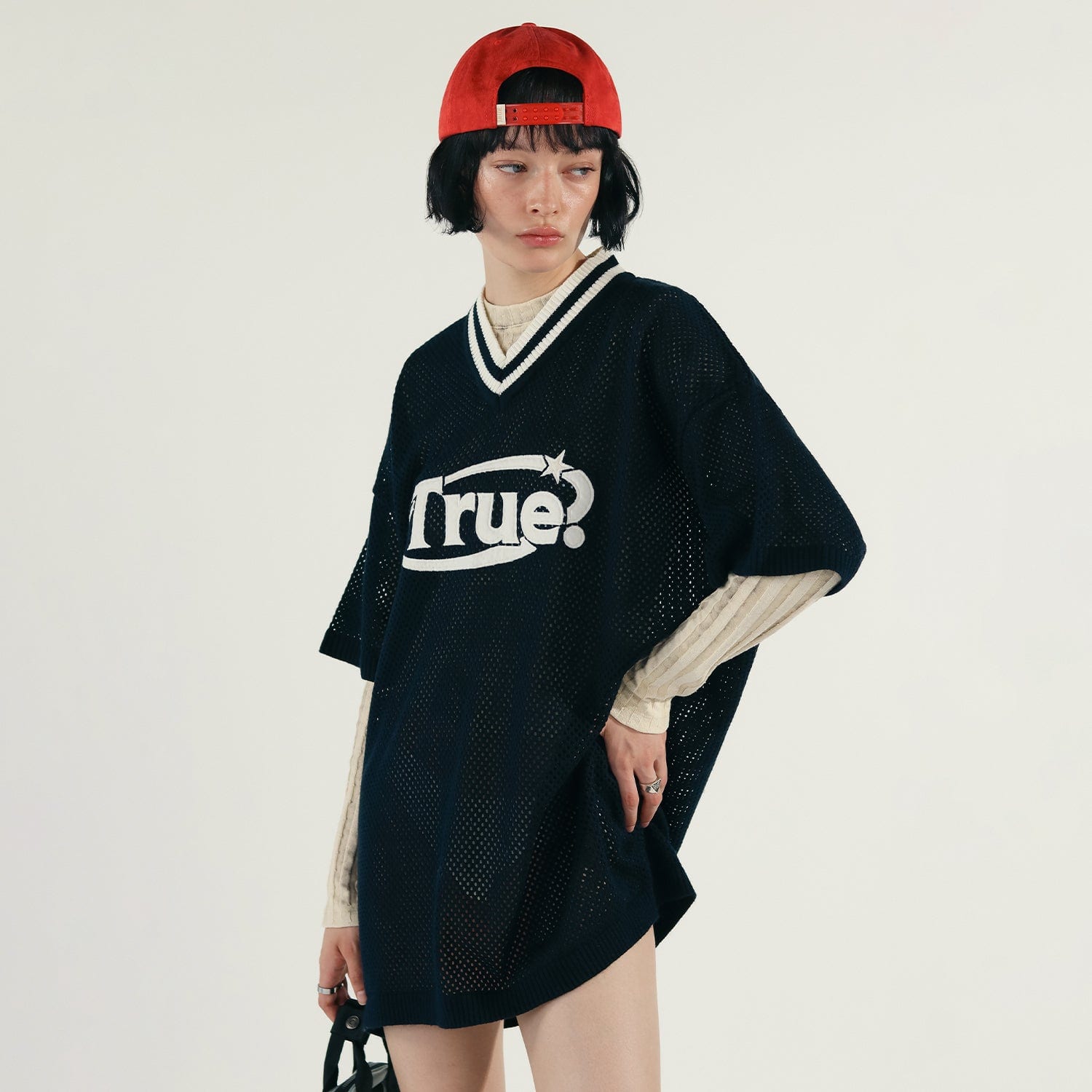 Oversized Knitted Jersey - Navy Blue - imagen 6