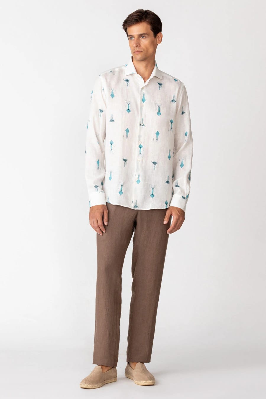 Men's linen shirt white verne - imagen 1