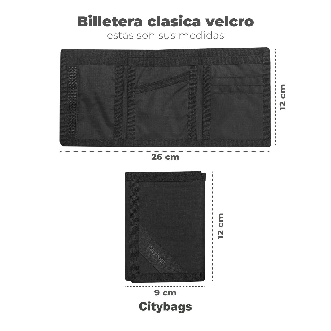 Billetera Clásica Negro Velcro - imagen 5