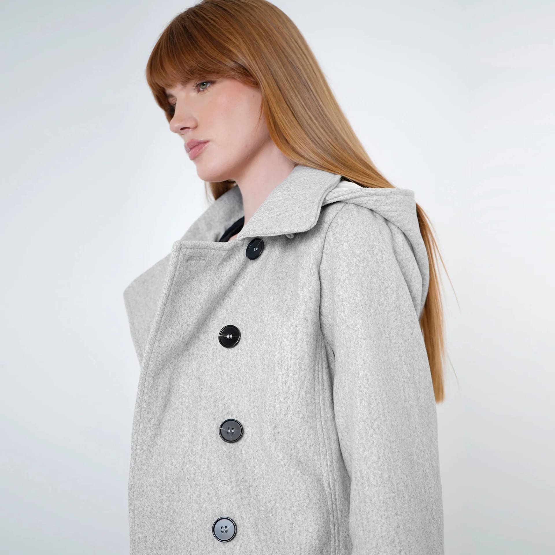 Chaqueta abrigo trench cruzado cuello solapa con capucha - imagen 17