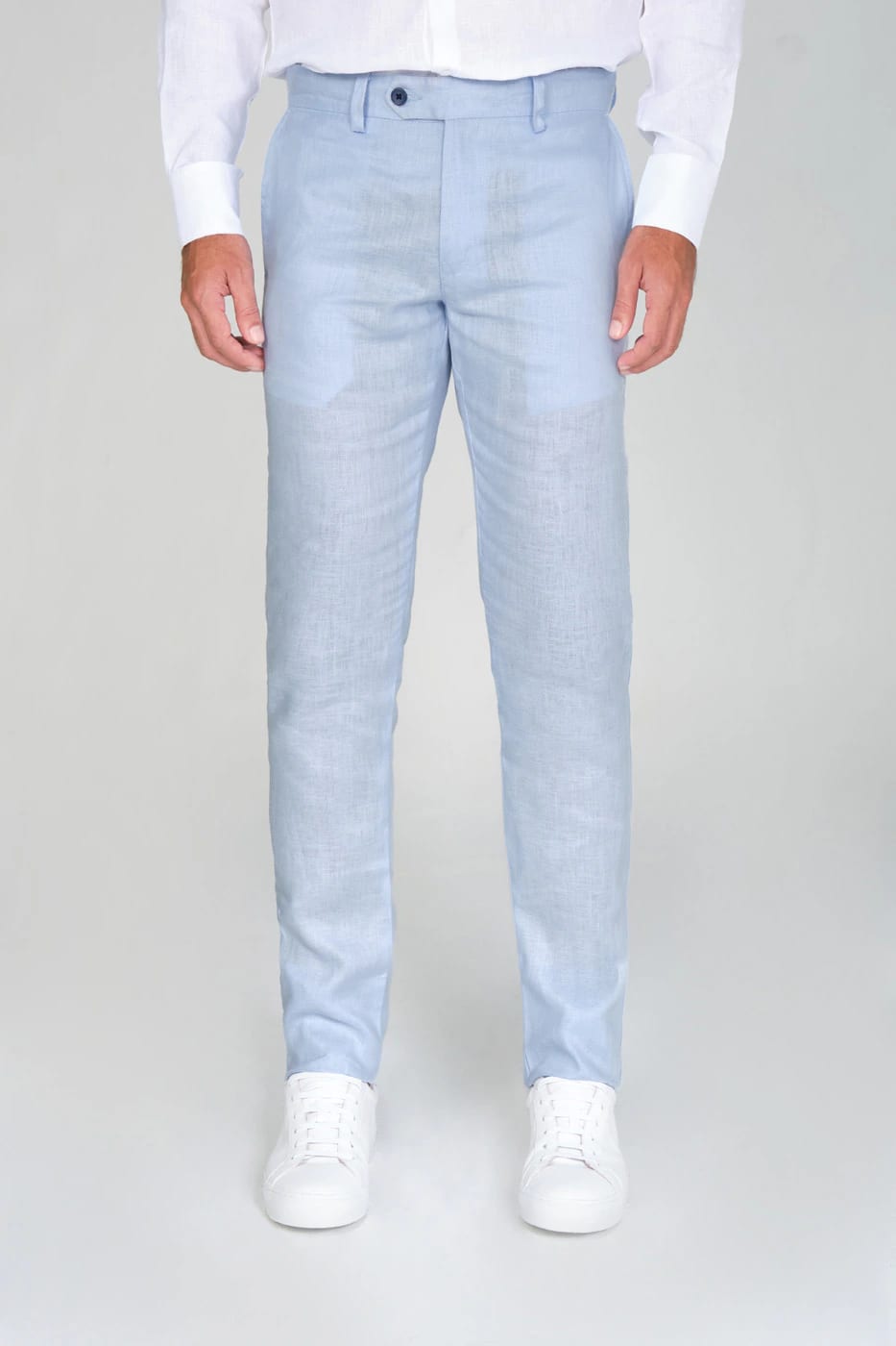 Pantalón Formal Slim Fit 100% Lino Azul Claro - imagen 6