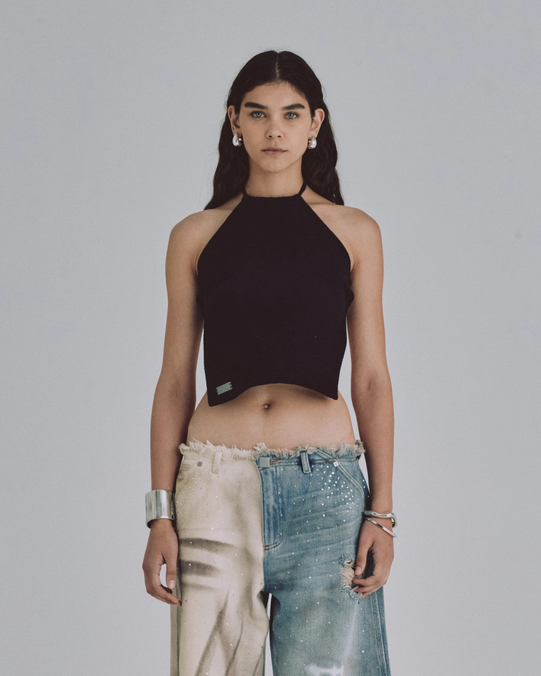 W Basics Knit Strap Top Black - imagen 2
