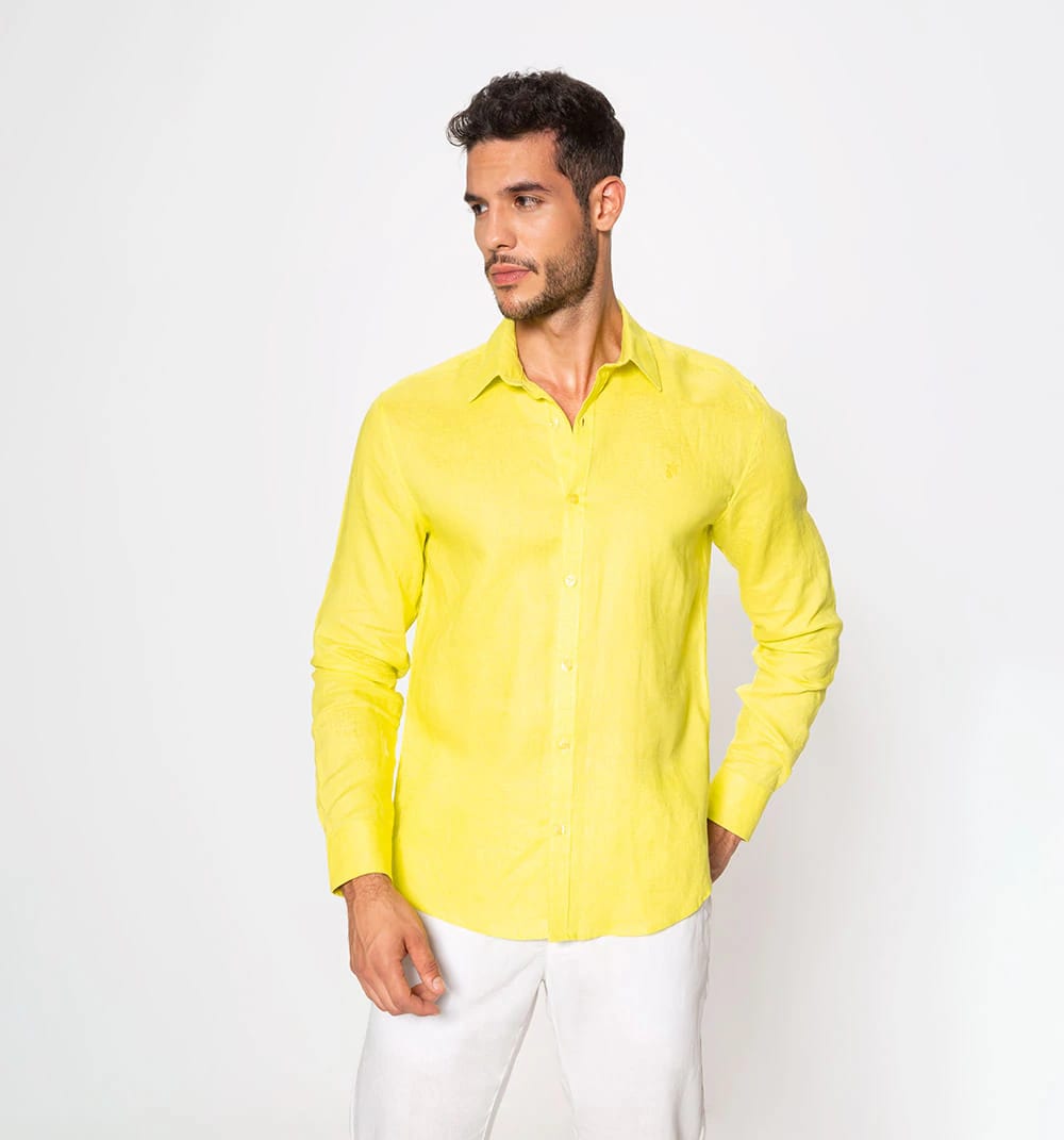 Camisa en lino manga larga regular fit - imagen 16