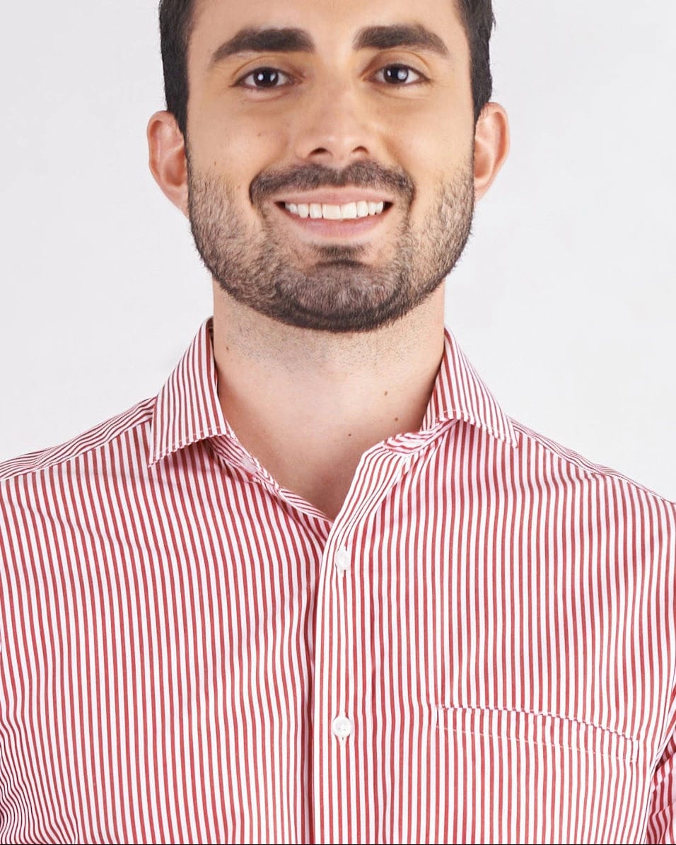 Camisa slim fit a rayas color rojo - imagen 3
