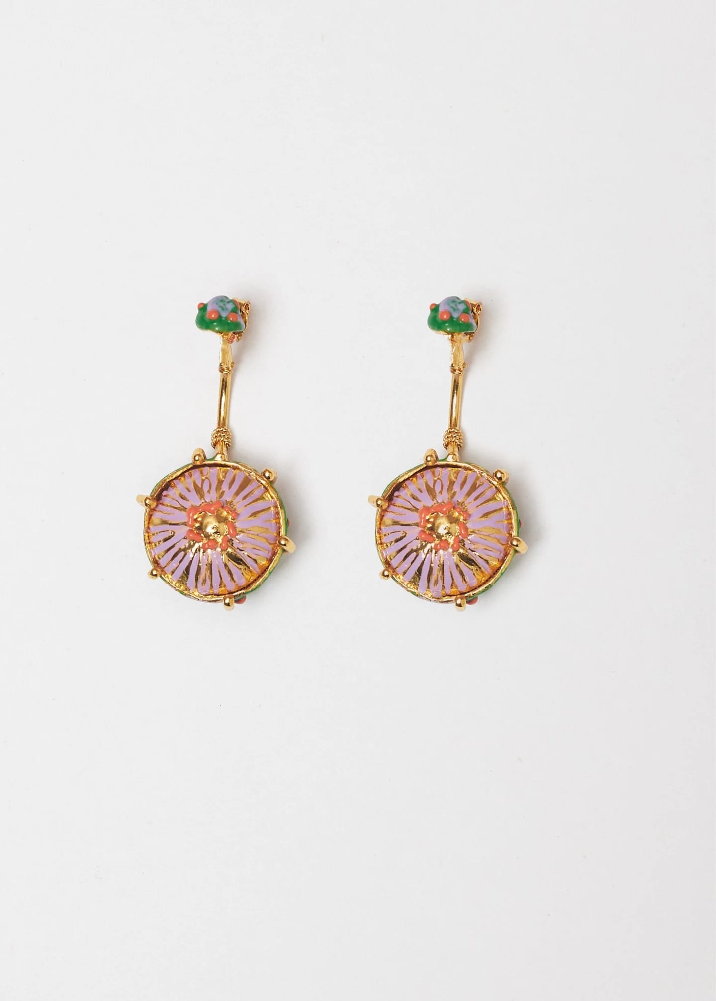 Aretes maxi sombrerito verde lila - imagen 3