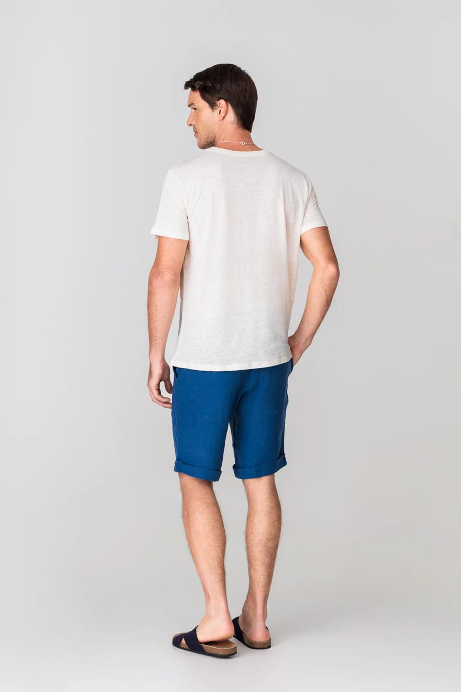 Men's linen t-shirt white - imagen 5