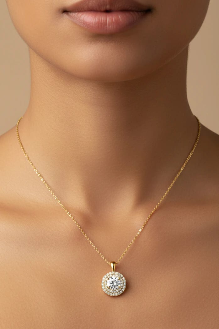 Double Halo Necklace Gold - imagen 2