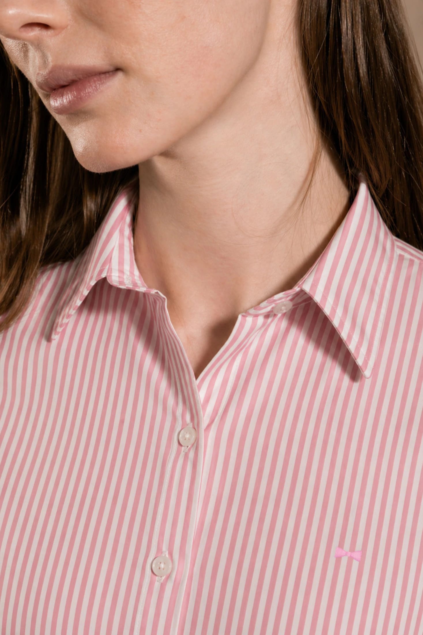 Camisa Antimanchas de Mujer Popelina Rayas Rosadas - imagen 3