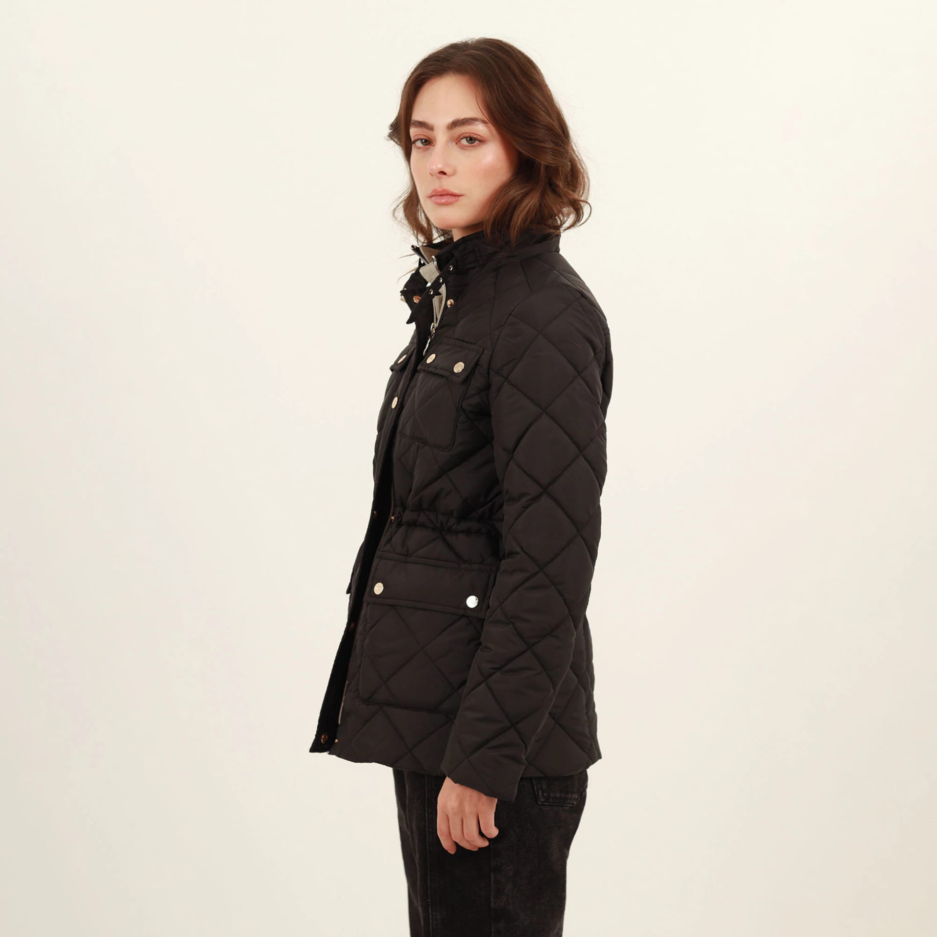 Chaqueta larga acolchada con ajuste en cintura - imagen 7