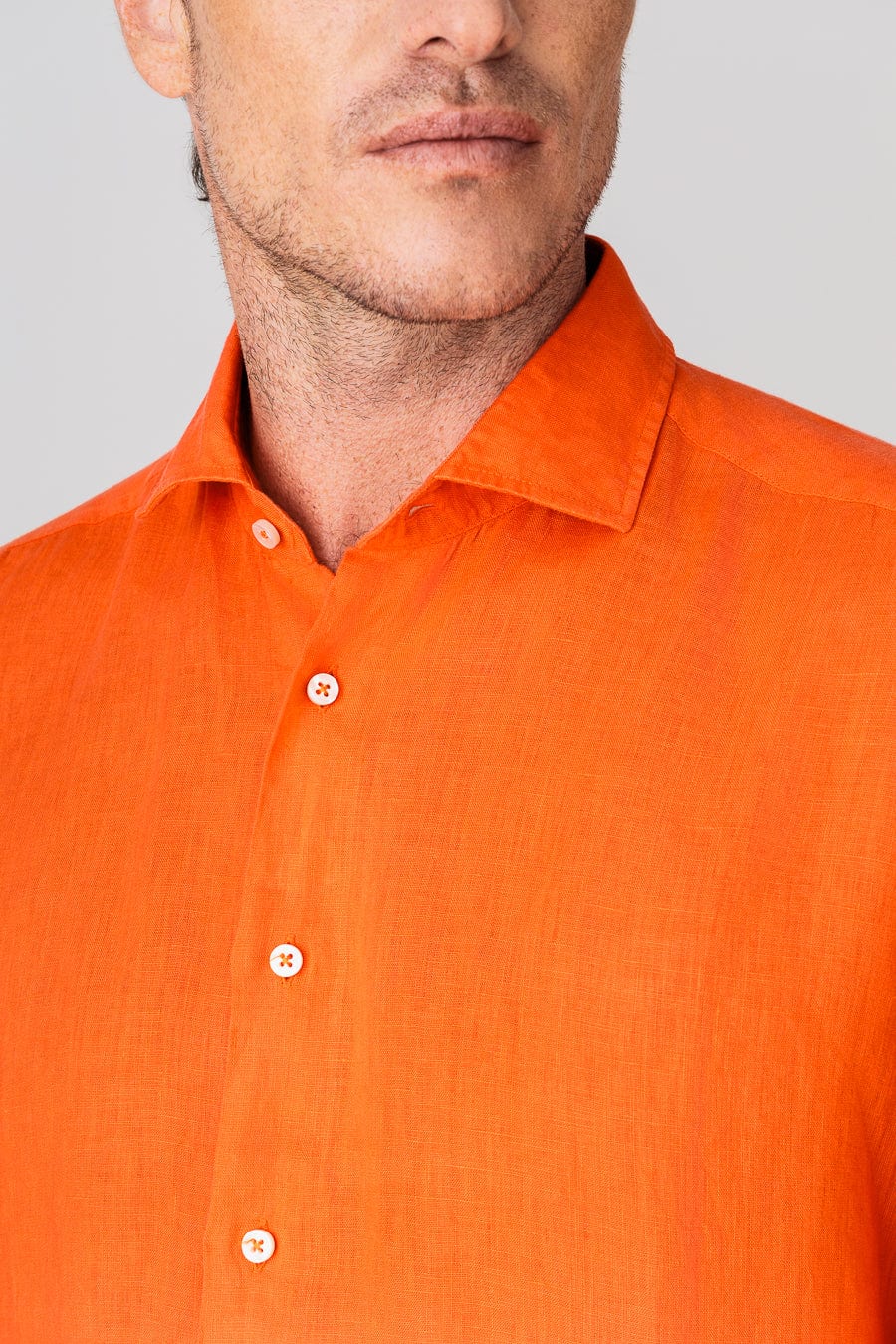 Men's linen shirt orange - imagen 7