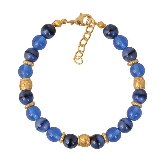 Pulsera Cristal Checo Azul 8mm - imagen 1