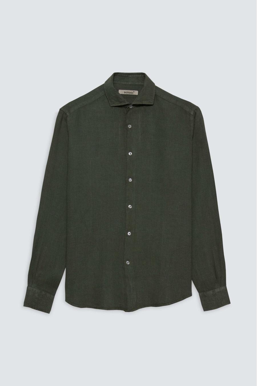 Men's linen shirt military green - imagen 1